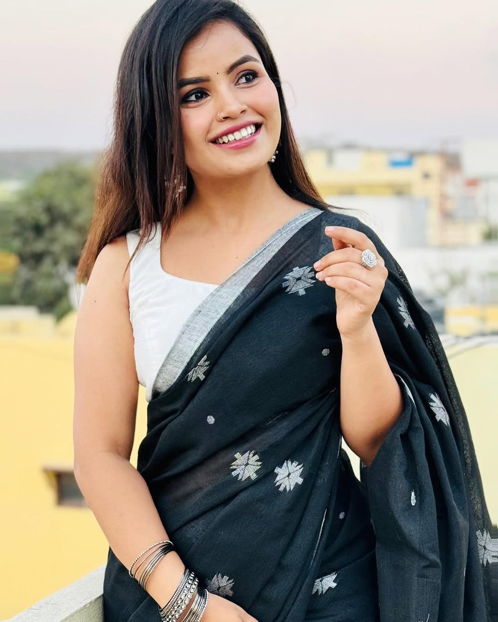 Rama Green Jacquard Saree