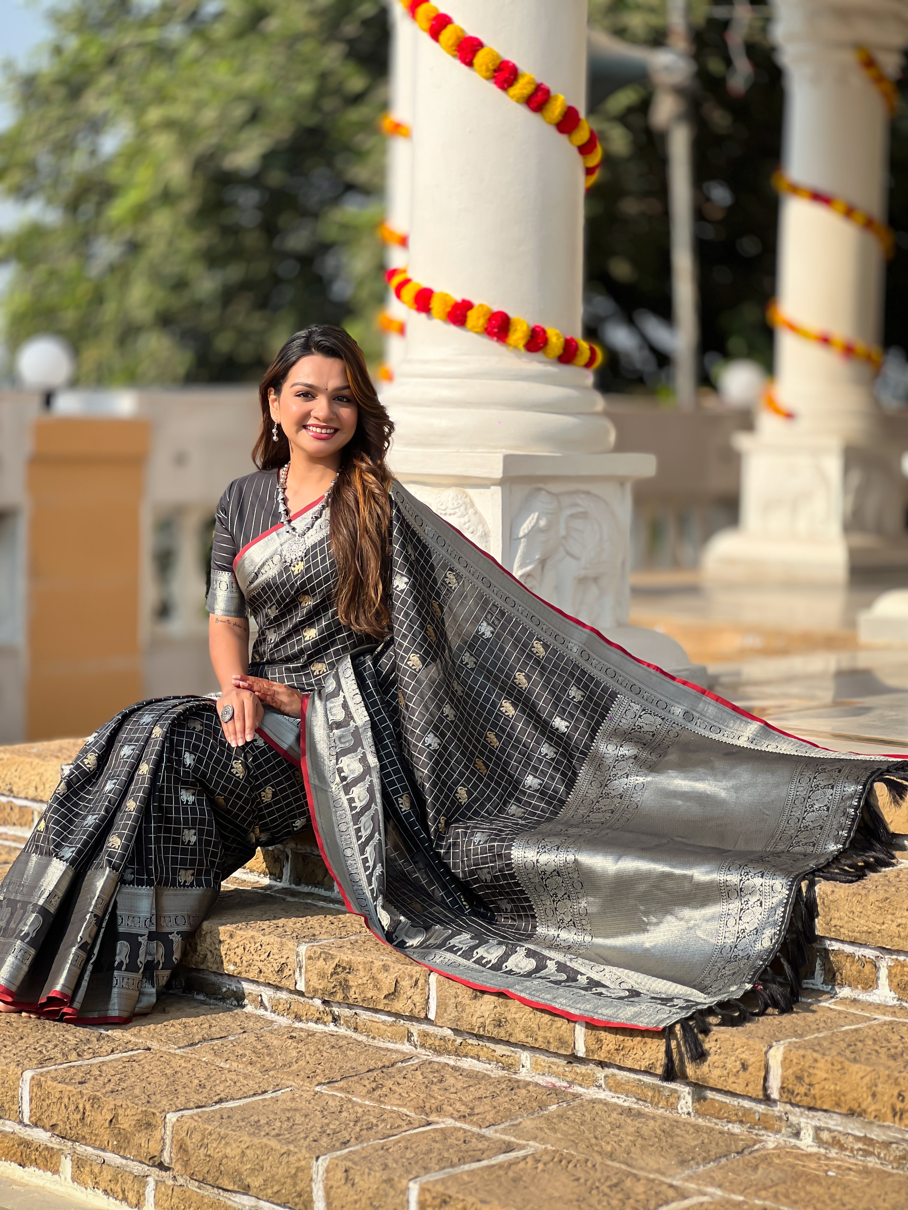 Black Jacquard Saree
