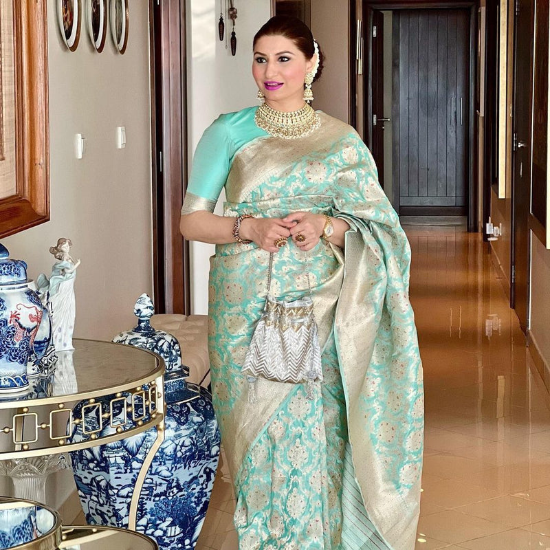 Light Blue Jacquard Saree