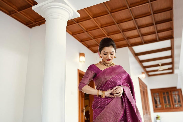 Royal Purple Jacquard Saree – Premium Festive & Wedding Wear Elegance