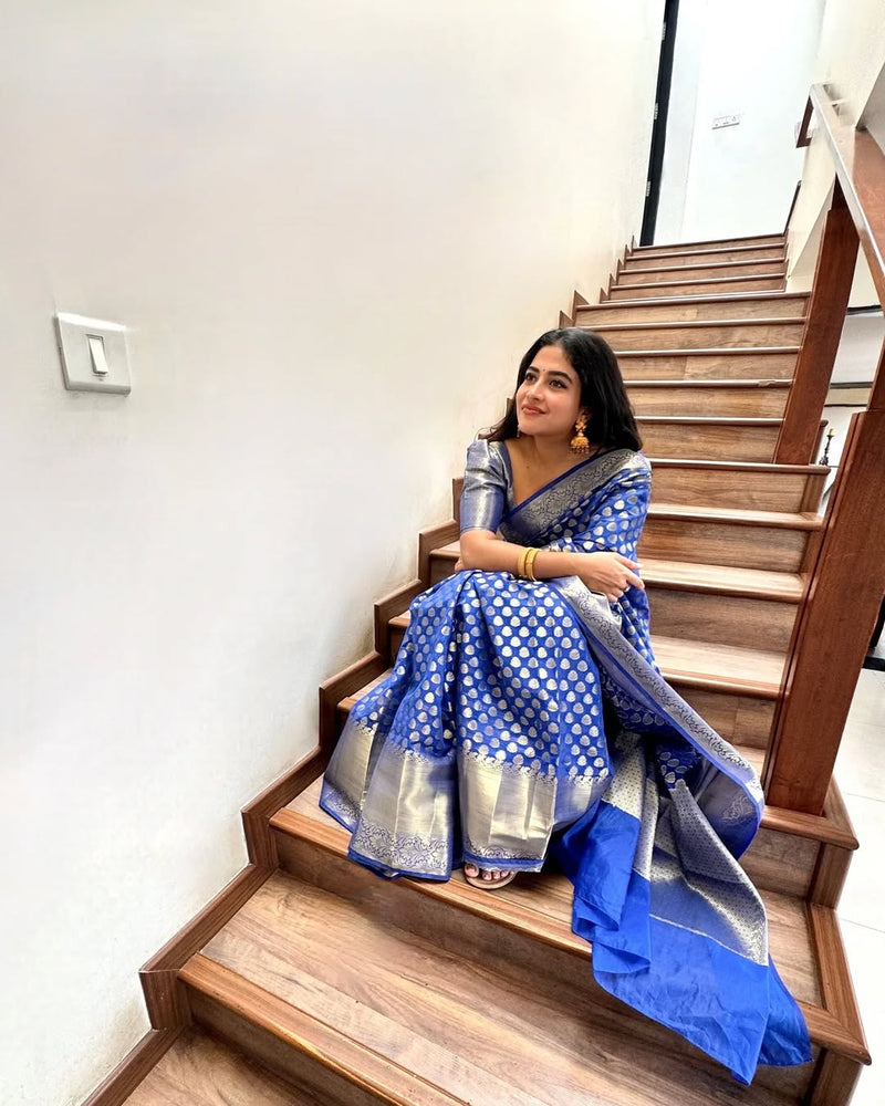 Royal Blue Jacquard Saree