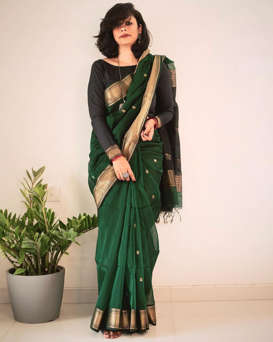 Graceful Green Jacquard Saree