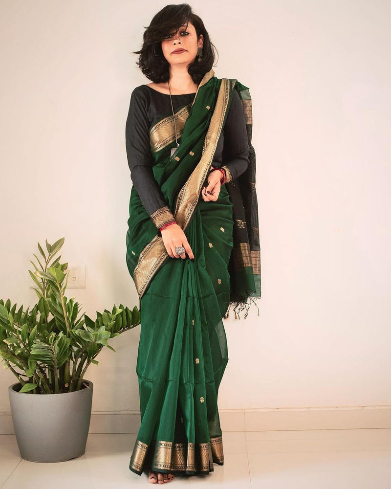 Graceful Green Jacquard Saree