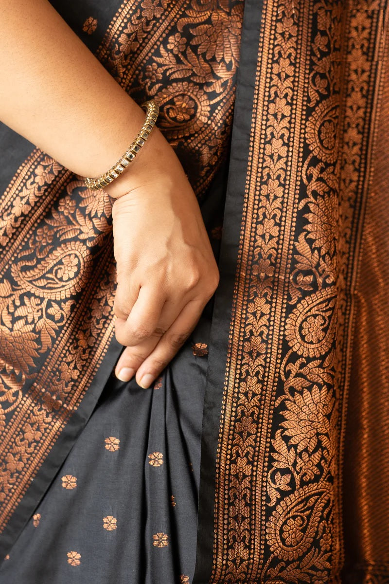 Classic Black Jacquard Saree