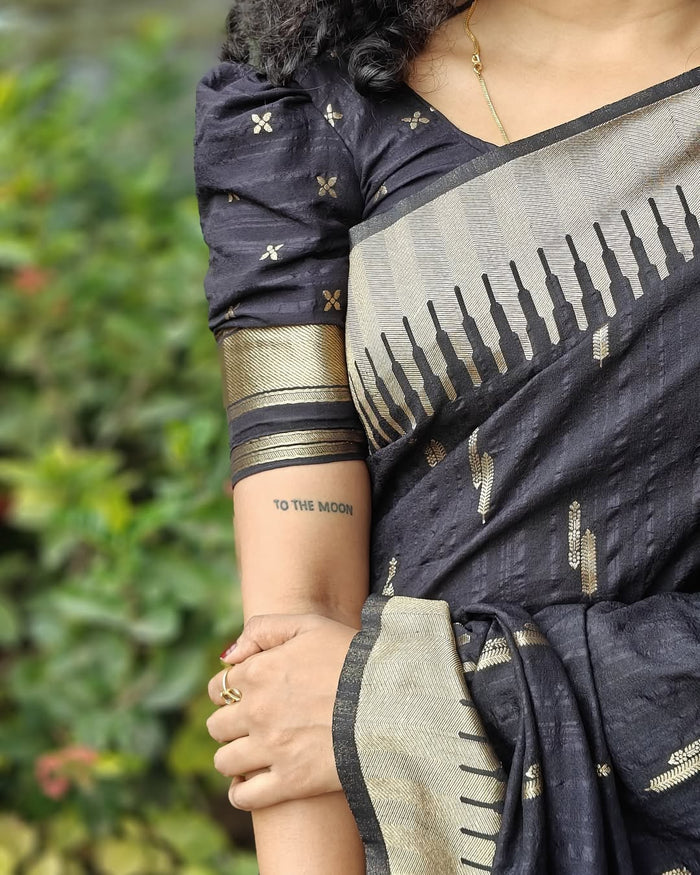 Luxury Black Jacquard Saree for Elegant Festive & Party Styling