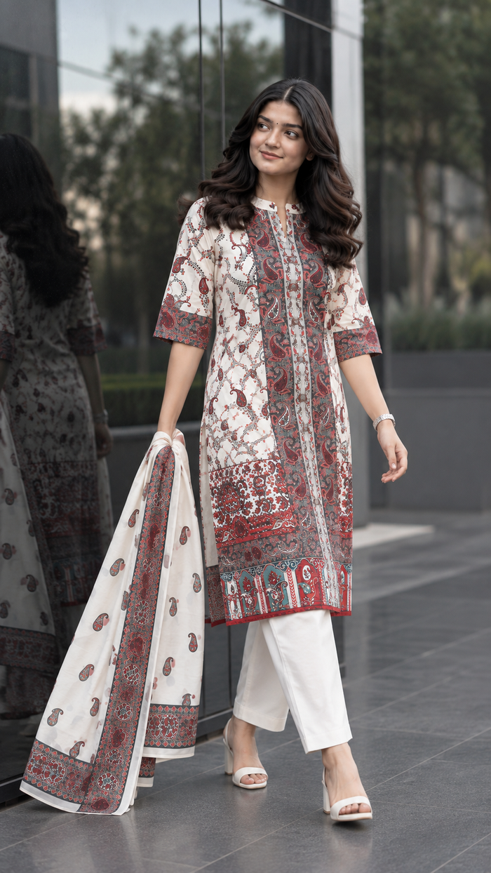 Premium Berry Silk Ready-Made Suit Set with Dupatta