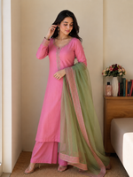 Blush Pink Embroidered Kurta Pant Set