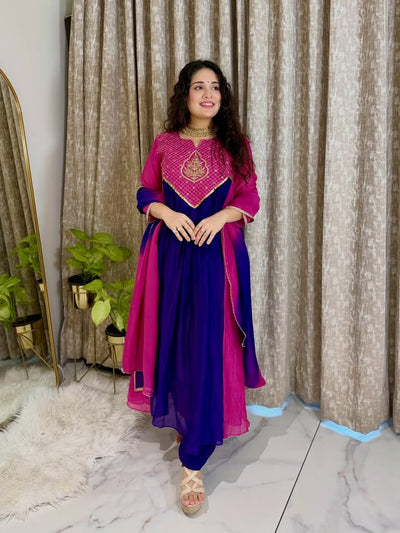 Royal Bloom Magenta Anarkali Set