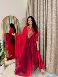 Crimson Royale Chanderi Suit Set