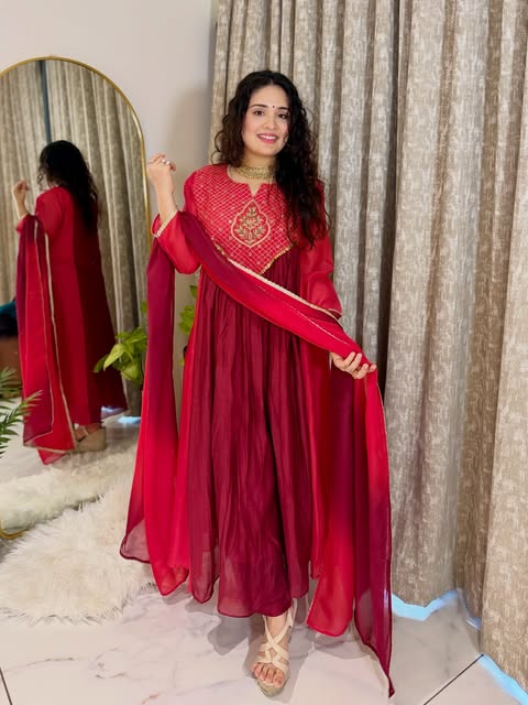 Crimson Royale Chanderi Suit Set
