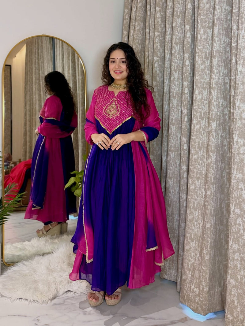 Royal Bloom Magenta Anarkali Set