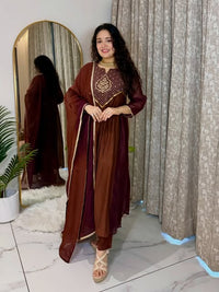 Cocoa Royale Chanderi Suit Set