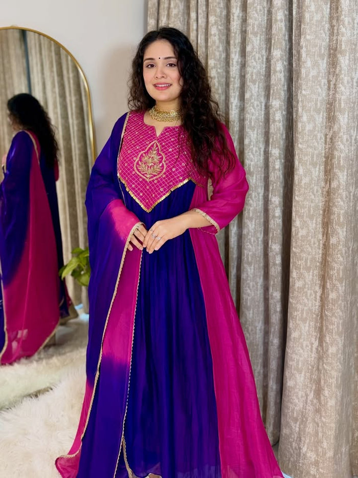 Royal Bloom Magenta Anarkali Set