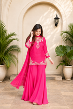 Premium Pure Mul Chanderi Handwork Suit Set – Top, Palazzo & Chiffon Dupatta