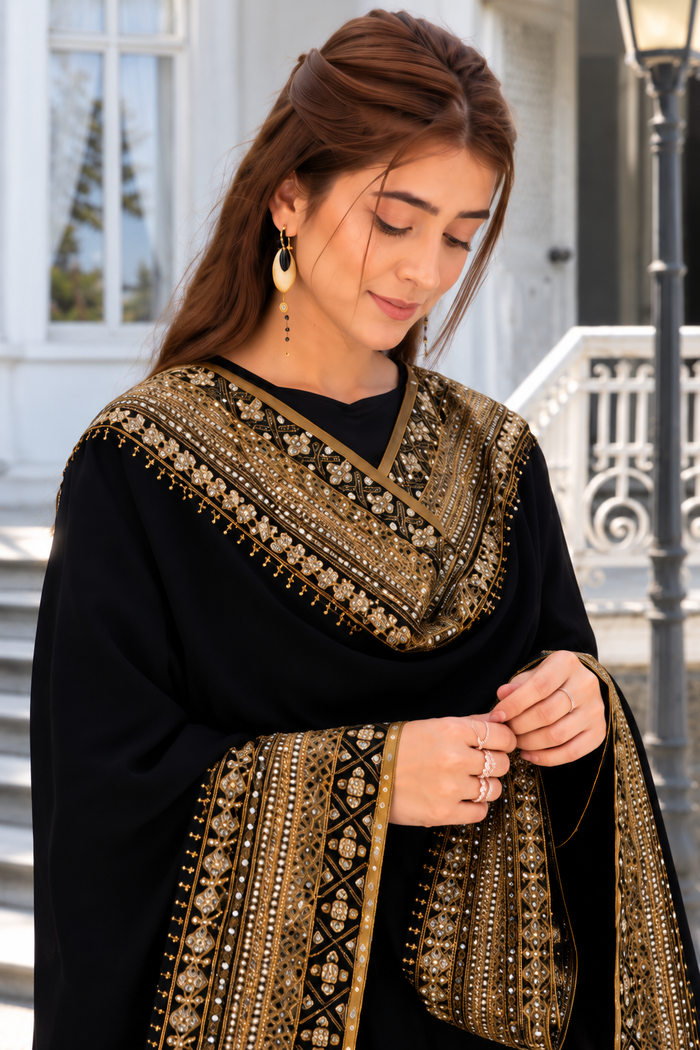 Luxury Black Embroidered Pakistani Suit Set