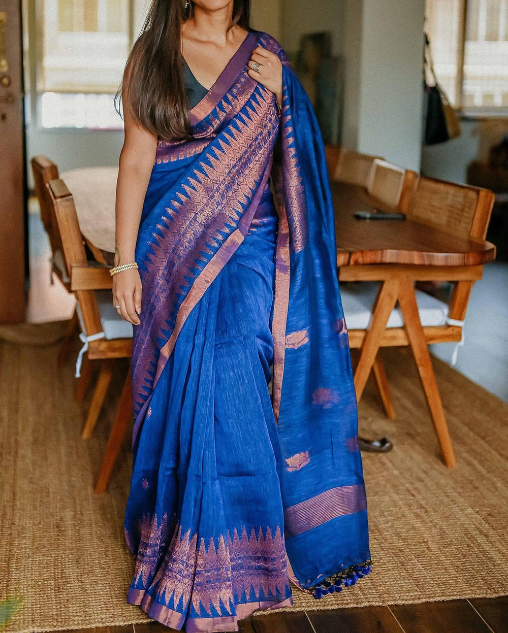 Blue Jacquard Saree