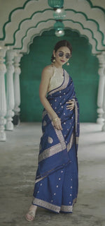 Royal Blue Jacquard Saree