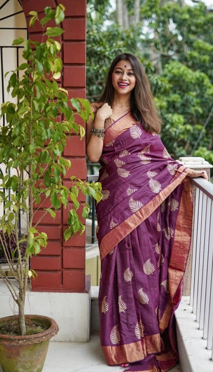 Royal Wine Jacquard Saree