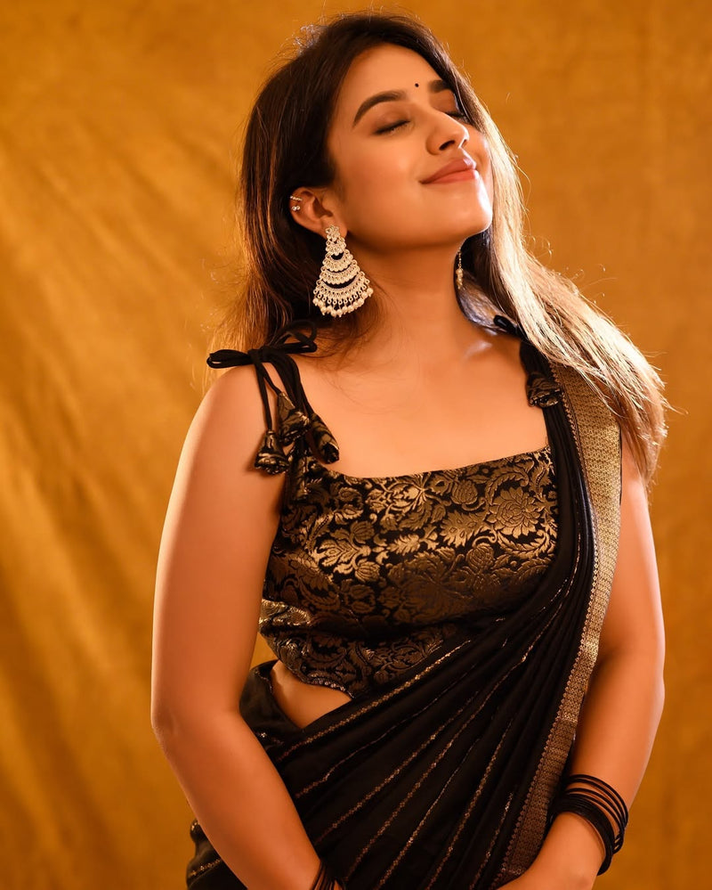 Premium Black Jacquard Saree