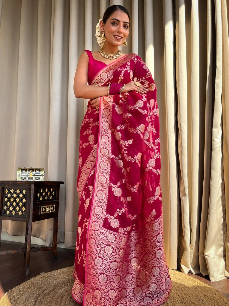Royal Maroon Jacquard Saree