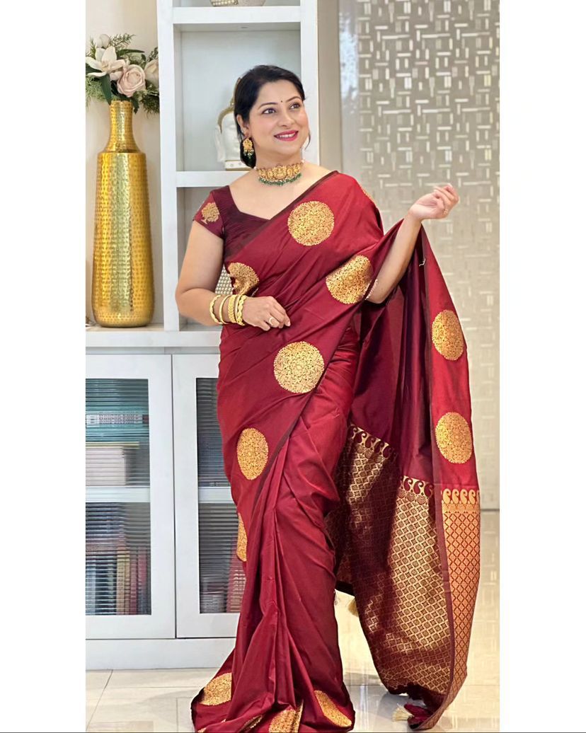 Luxury Red Jacquard Saree