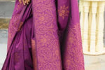 Luxury Dark Purple Jacquard Saree