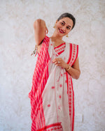 Elegant White Jacquard Saree