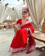 Red Jacquard Saree