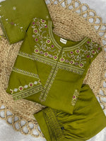 Mehndi Green Mango Silk Anarkali Set