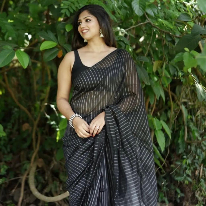 Classic Black Jacquard Saree for Timeless Festive & Party Wear