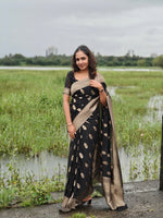 Midnight Black Jacquard Saree