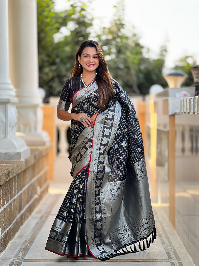 Black Jacquard Saree