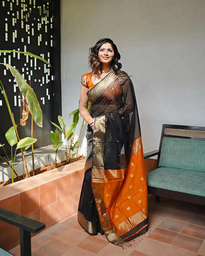 Black Jacquard Saree – Elegant & Premium Ethnic Wear