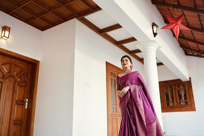 Royal Purple Jacquard Saree – Premium Festive & Wedding Wear Elegance
