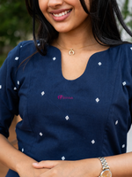 Midnight Blue Pure Cotton Flared Kurti Set