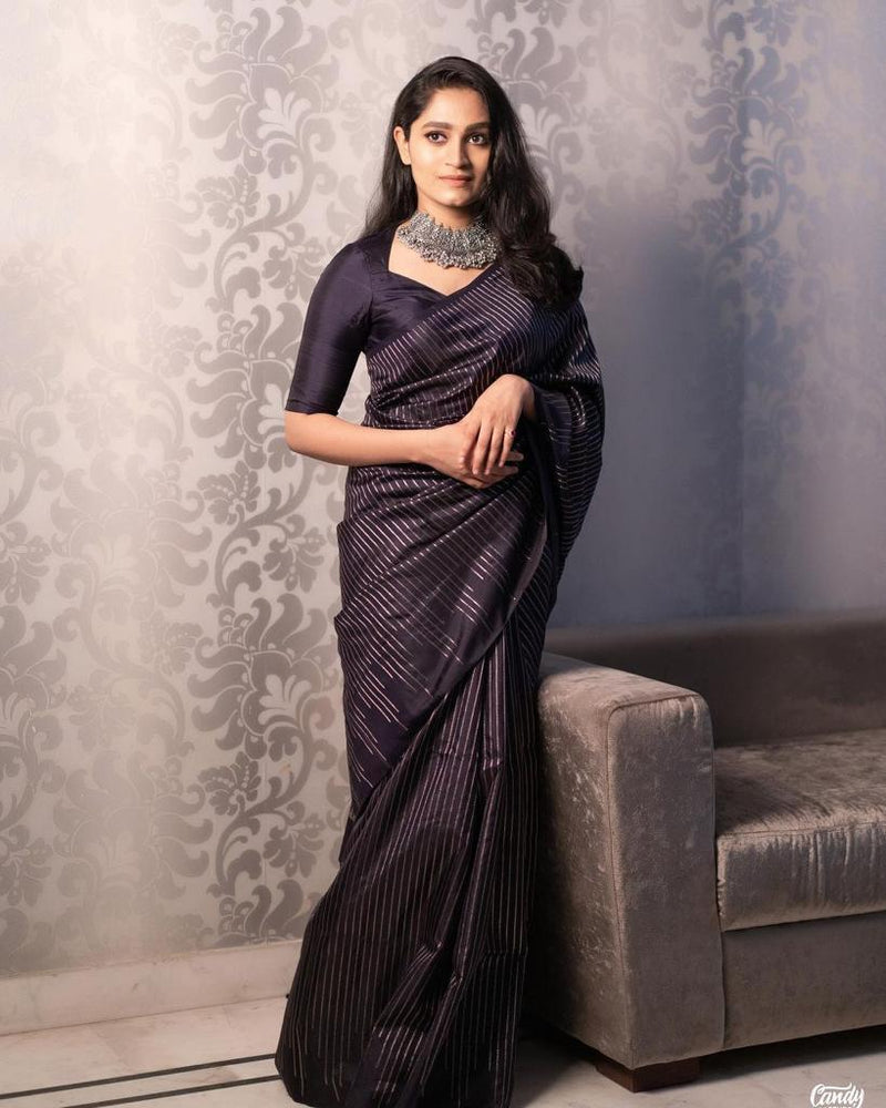 Elegant Purple Jacquard Saree