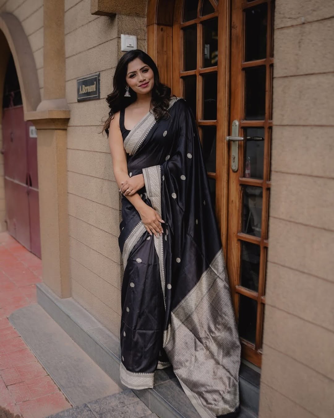 Elegant Black Jacquard Saree