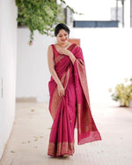 Majestic Maroon Jacquard Saree