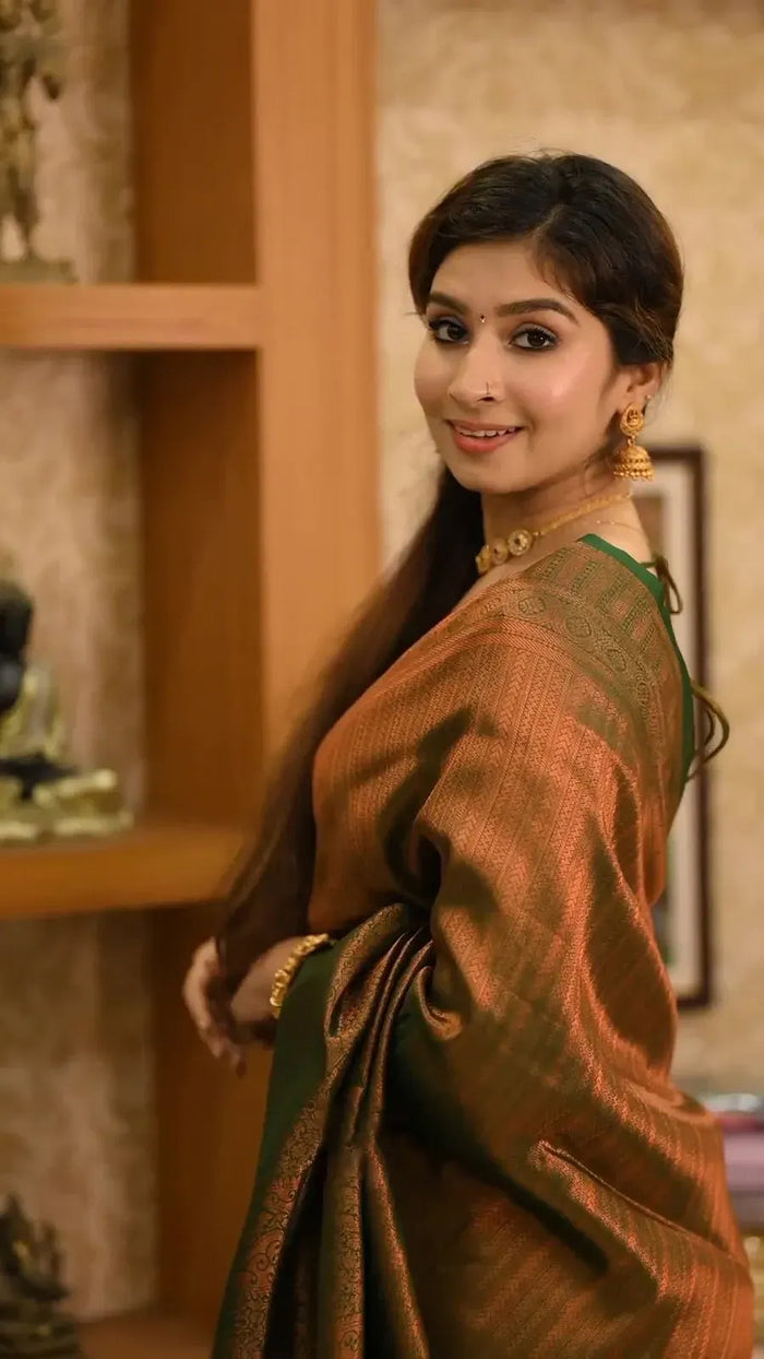Elegant Brown Jacquard Saree – Stylish & Timeless Indian Ethnic Wear