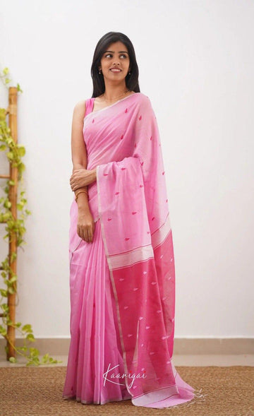 Light Pink Jacquard Saree – Elegant Woven Design with Timeless Grace