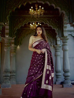 Wine Jacquard Saree