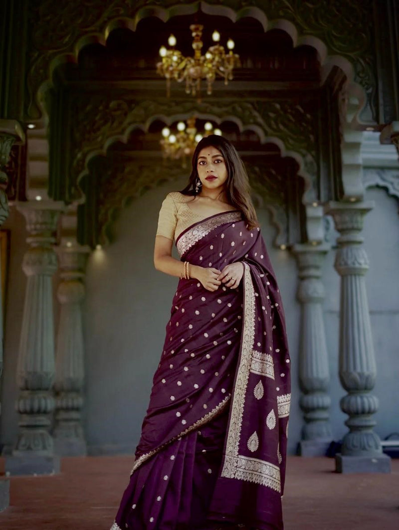 Wine Jacquard Saree
