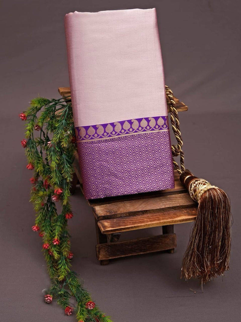 Elegant Peach Purple Jacquard Saree