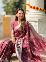 Elegant Maroon Jacquard Saree