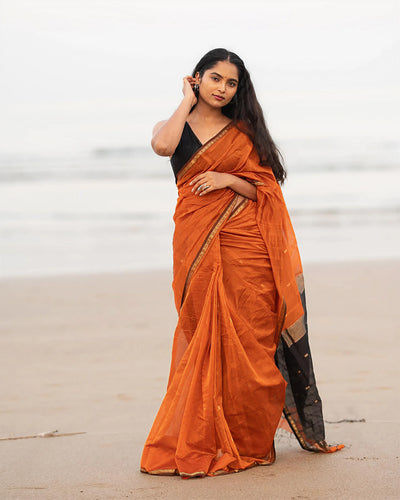 Orange Jacquard Saree