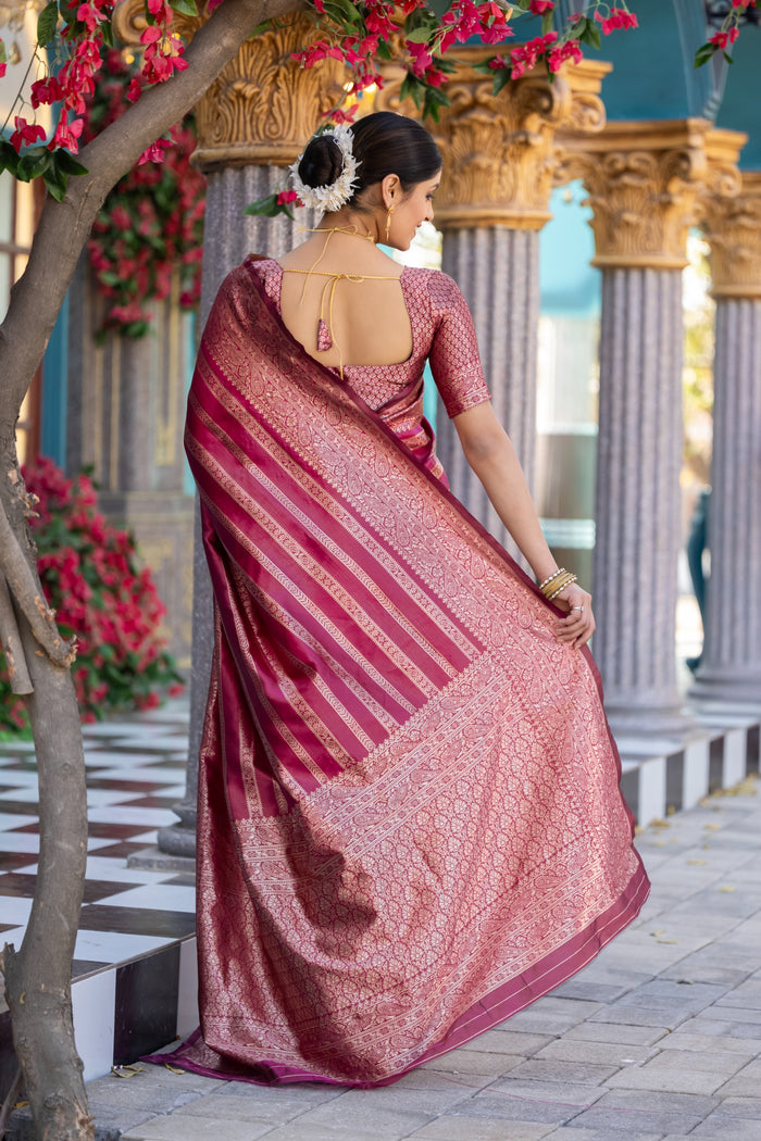 Premium Dark Pink Jacquard Saree for Festive & Party Elegance
