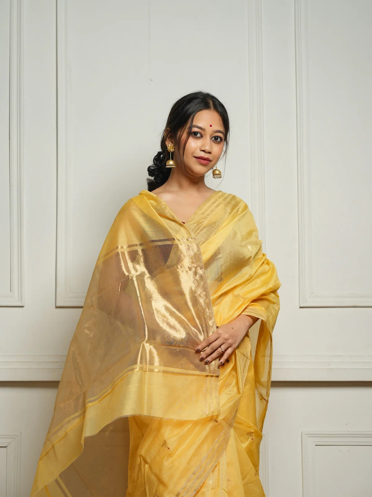 Yellow Jacquard Saree