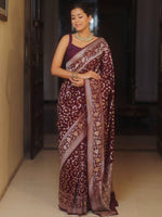 Luxurious Wine Jacquard Saree