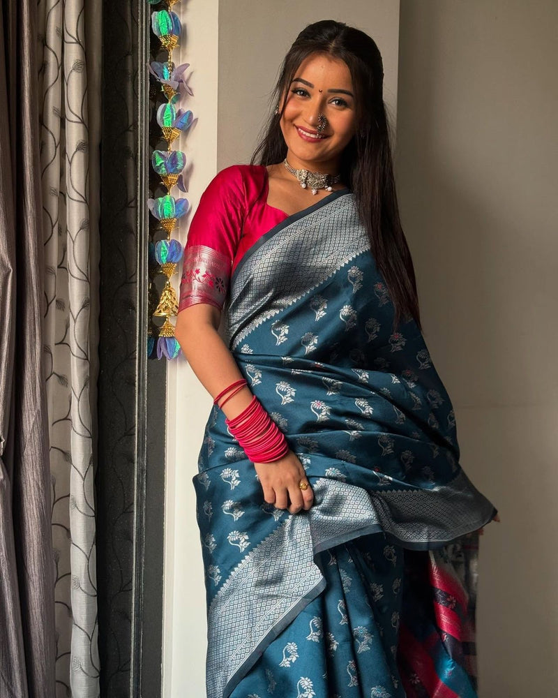Blue Jacquard Saree