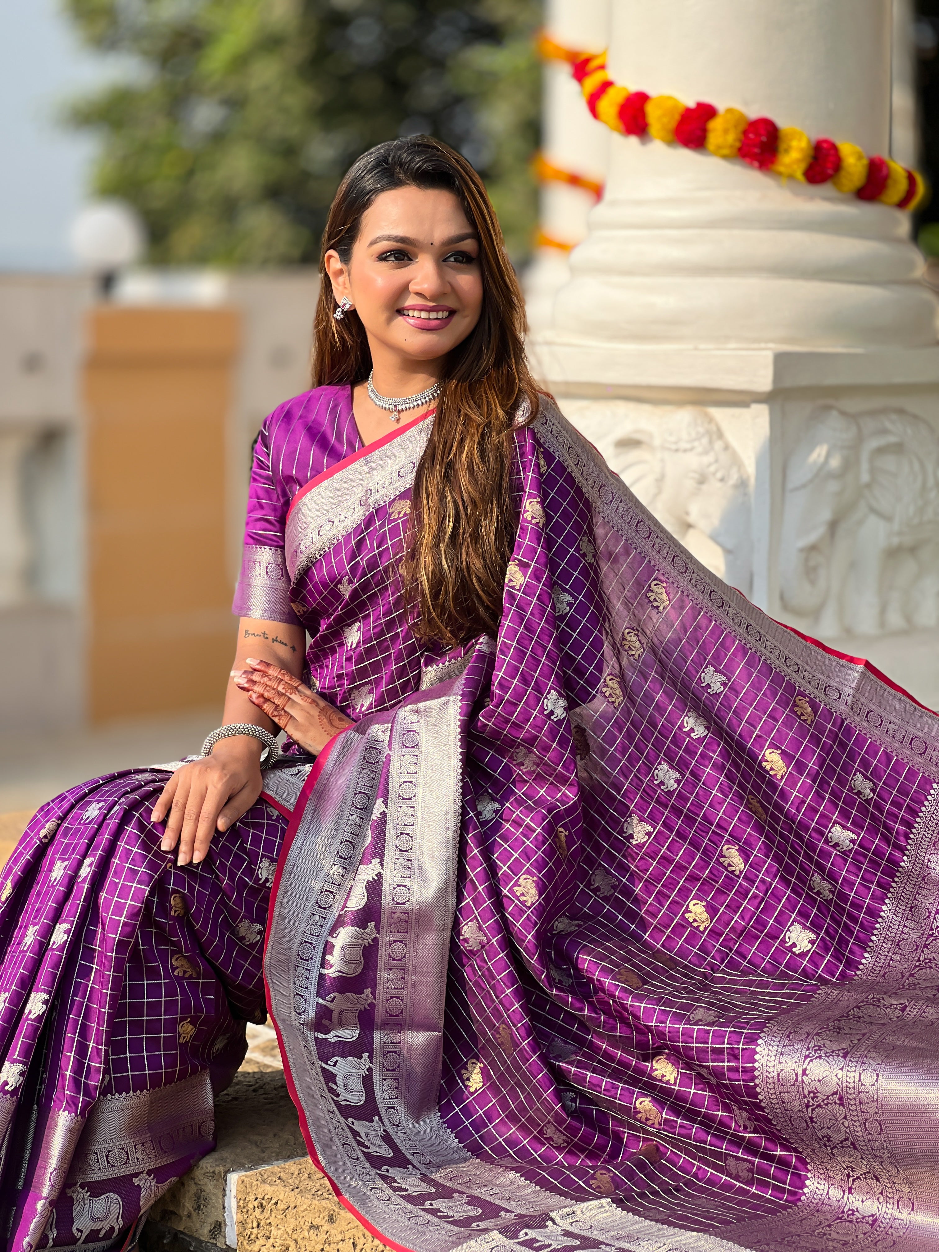 Premium Purple Jacquard Saree